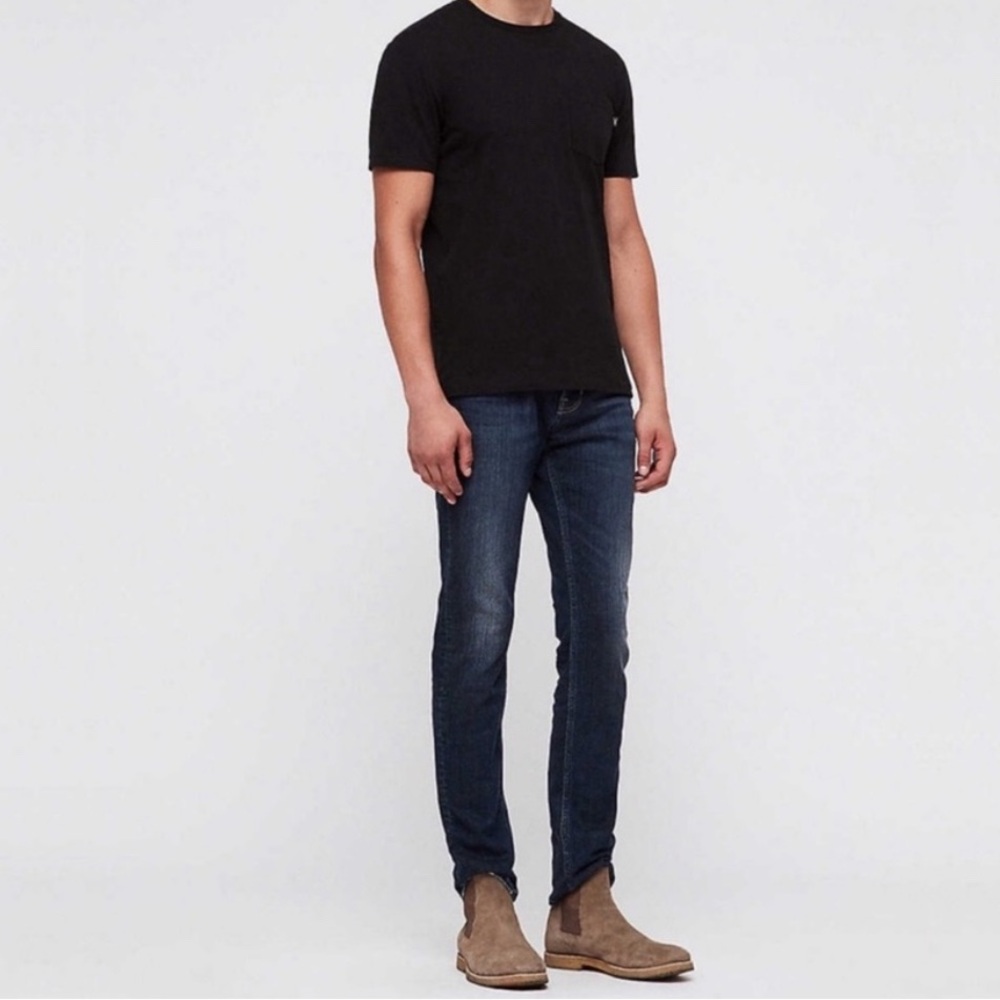 Allsaints taper fit denim jeans dark wash mens 34x30 casual everyday classic